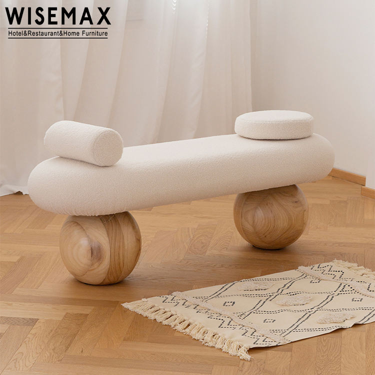 WISEMAX Nordic Design Solid Wood Bench Ottoman for Living Room