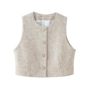 Completo Donna <span class=keywords><strong>con</strong></span> Top Corto <span class=keywords><strong>con</strong></span> Chiusura Metallica, <span class=keywords><strong>Camicetta</strong></span> Corta <span class=keywords><strong>con</strong></span> <span class=keywords><strong>Cintura</strong></span>, Set Testurizzato Stile Europeo <span class=keywords><strong>con</strong></span> Collo Tondo - Product Image 2