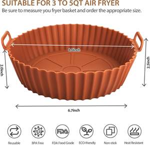 Tapis de cuisson en silicone antiadhésif réutilisable, facile à nettoyer, pour friteuse à air, micro-ondes, cuisson, préparation de gâteaux à la maison - Product Image 2