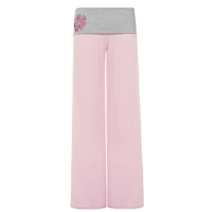 Pantalones Y2K de pierna recta con cintura plegable para mujer, con pedrería floral, bloques de color, ajuste holgado, de punto, estilo casual urbano - Product Image 6