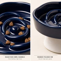 Gamelle surélevée en céramique pour animaux de compagnie, à bord large et peu profond, pour l'alimentation lente des chats et chiens, vente en gros, fournisseur OEM ODM
