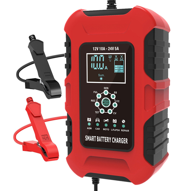 Dropshipping 12V 24V Batteries Charger 12V 10A 24V 5A Universal Automatic Fast Battery Charger for Lifepo4 Gel AGM Wet Lead Acid
