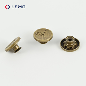 Glissières de fermeture éclair en métal de haute qualité pour jeans et vestes |   Conception à 4 trous sur le manche |   Sans nickel |   Anti-Brass/Gunmetal |   LEMO - Product Image 2