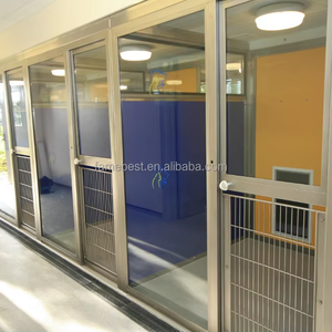 กรงสุนัขสแตนเลสแบบแผงสีพร้อมประตูกระจกสำหรับรับฝากสุนัข - Product Image 4