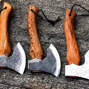 Viking Axe 45 Alto Aço Carbono Ao Ar Livre Handmade Damasco Aço Caça Mão Camping Ao Ar Livre E Cortador De Pizza Faca De Cozinha