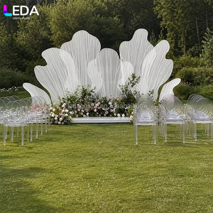 ซุ้มเหล็กตกแต่งงานเลี้ยงกลางแจ้งสุดหรู LEDA รูปทรงกลีบดอกไม้ขนาดใหญ่ สีขาว สำหรับงานแต่งงาน - Product Image 2