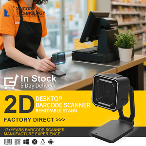Escáner de código de barras de escritorio omnidireccional Xincode QR USB 1D y 2D Precio de escaneo lector de código de barras escáneres Pos para tienda de supermercado - Product Image 1