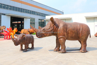 Safari Park Vivid Realista Fábrica profesional para tamaño real Animatronic Animal Rinoceronte Escultura para la venta
