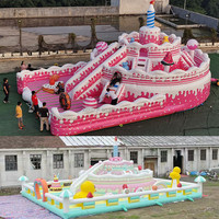 Gâteau de fête d'anniversaire massif parc à thème pvc gonfler château de rebond bail d'affaires adapté aux enfants combinaison de toboggan de saut