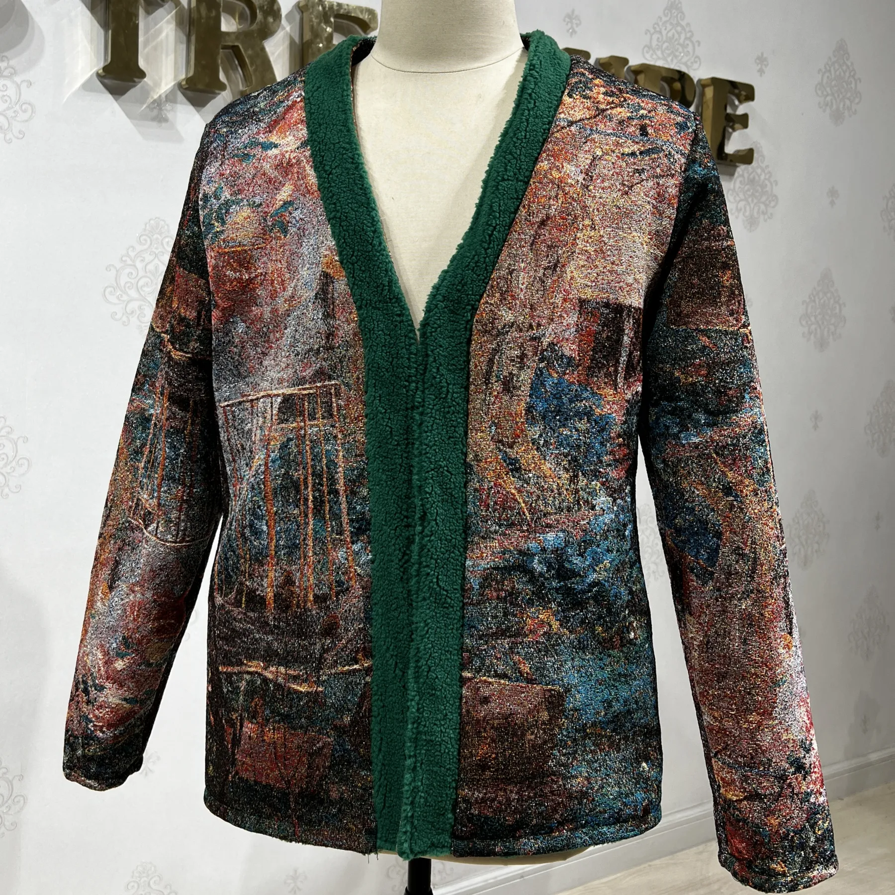 Quick Customize Tapestry Cardigan Woven Long Sleeve Plus Size Coat Trendy Custom Cardigan