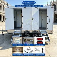 Promotion : Remorque WC Mobile 3 Postes à Essieux Jumeaux avec Chasse d'Eau, Toilettes Portables avec Urinoir et Lavabo pour Événements Extérieurs et Chantiers