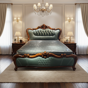 WJ293 #   Ensemble de meubles de chambre à coucher en bois massif d'ébène, design moderne sculpté, cuir de luxe, 180x200cm, garantie 1 an - Product Image 6