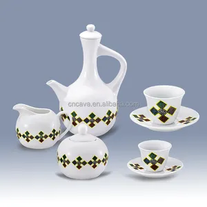 hot sale new design porcelain 17pcs ethiopian traditional coffee set oem customized design 17pcs coffee set
