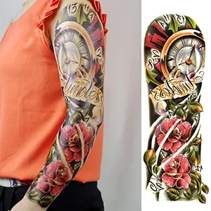 Vendita calda all'ingrosso Extra Large tatuaggi temporanei maniche foglio pieno braccio gamba posteriore fiori adesivi per uomo donna ragazzo