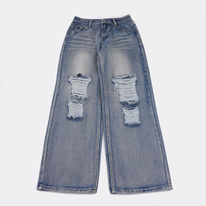 Vaqueros Desgastados Transpirables para Mujer, Corte Regular, Estilo Casual Urbano, Pantalones de Mezclilla Americanos de Verano - Product Image 2