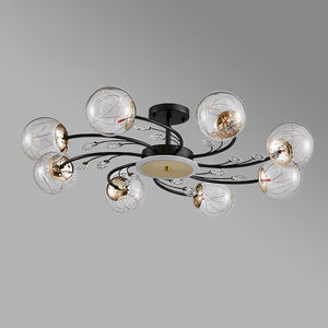 Plafonnier en boule de verre LED de style nordique moderne noir créatif pour salon et chambre à coucher IP44 - Product Image 2