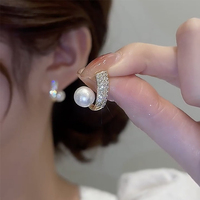 Boucles d'oreilles clous classiques tendance pour femme, couleur argent, double usage, pour mariage, soirée, boîte de nuit, bijoux simples