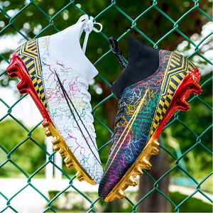 Soccer Shoes <b>Men</b> AG <b>Studs</b> Gold Outsole High Top Synthetic Upper Summer Training Football Cleats - Product Image 2