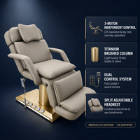 Table de soin électrique à 3 moteurs avec colonne en titane, hauteur réglable, pour salon, spa, tatouage, microblading, traitement dentaire