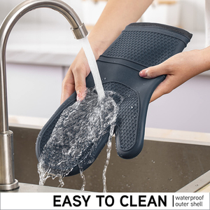 Gants de cuisine en silicone avec logo personnalisé imprimé, couche en <span class=keywords><strong>coton</strong></span>, résistants à la chaleur, pour barbecue, cuisine, micro-ondes - Product Image 4