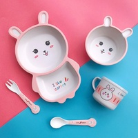 Vaisselle en forme de dessin animé pour bébé Ensemble de vaisselle pour bébé Assiette de nourriture pour bébé en fibre de bambou Compartiment pour enfants Assiette bol
