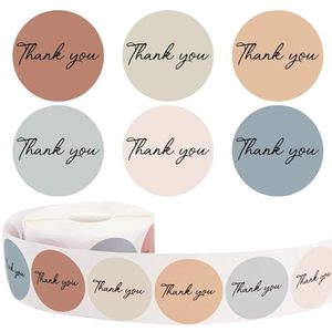Wholesale 1.5 Inch Round Thank You Stickers Roll 1000 Pcs Morandi <b>Waterproof</b> Custom Logo Small Business Gift Packaging <b>Labels</b> - Product Image 1