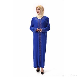 Dropshipping/Stock Disponible/Venta al por Mayor/OEM Túnica Musulmana de Algodón con Pedrería y Encaje para Mujer, Vestido Islámico para la Oración - Product Image 2