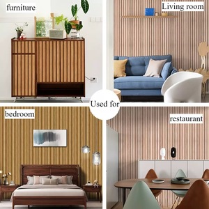 Papier peint amovible rayé moderne <span class=keywords><strong>Arthome</strong></span> pour chambre à coucher, papier et vinyle brun clair - Product Image 3