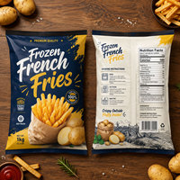 Sachet d'emballage alimentaire sous vide à scellage arrière, imprimé sur mesure, avec fenêtre transparente de qualité alimentaire, pour frites surgelées