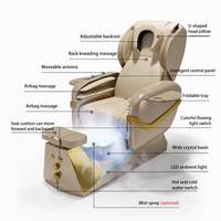 Fauteuil de pédicure électrique de luxe avec spa pour les pieds, lumière ambiante LED, table de massage inclinable en cuir PU pour salon de beauté et spa des ongles