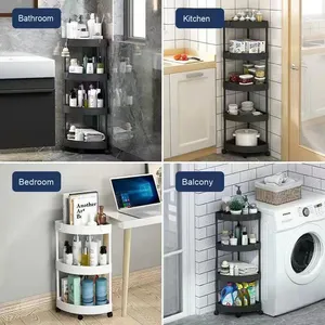<span class=keywords><strong>Étagère</strong></span> de <span class=keywords><strong>rangement</strong></span> multi-niveaux en plastique pour salle de bain et <span class=keywords><strong>cuisine</strong></span>, <span class=keywords><strong>étagère</strong></span> d'angle triangulaire du sol au plafond, <span class=keywords><strong>rangement</strong></span> pour toilettes, robuste et élégante - Product Image 4