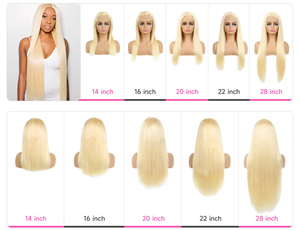 Perruques en cheveux humains brésiliens vierges Remy de haute qualité 100% blondes 613 pour Lace Front 13X4 200% de densité longues perruques ondulées pour - Product Image 4