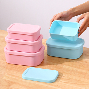 Phong cách mới 700ml lò vi sóng an toàn Silicone Hộp Ăn Trưa heatable hình chữ nhật <span class=keywords><strong>container</strong></span> với một lưới cho sự tươi mát bảo quản - Product Image 4