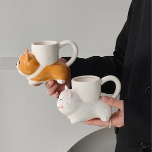 <span class=keywords><strong>Mug</strong></span> à café en céramique mignon et original, petit modèle, motif chien <span class=keywords><strong>Corgi</strong></span> 3D, peint à la main, couleur marron, logo personnalisé, mugs en porcelaine pour enfants, cadeau pour fille - Product Image 2