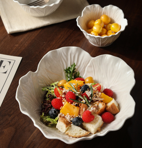 Custom Logo White Ceramic Cabbage Leaf Bowl <b>Set</b> Stackable Embossed Vegetable Shape <b>Serving</b> Bowls For Hotel Restaurant Wedding - Product Image 3