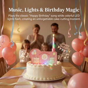 Nouveau Porte-bougie d'anniversaire musical en plastique ABS rechargeable et réutilisable pour plusieurs occasions et décorations de fête - Product Image 1