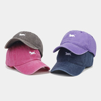 Personalisierte Hunde-Silhouette Bestickte Dad Hat 6-Panel Pigmentgefärbte Baumwollkappe Vintage-Waschung Verstellbar Großhandel OEM Geringe Mindestbestellmenge