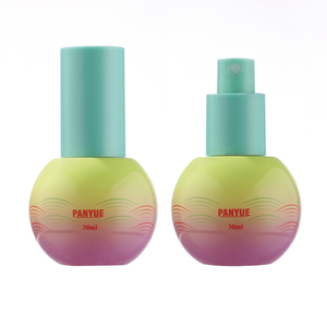 Flacon d'<span class=keywords><strong>essence</strong></span> en verre sphérique mignon de 30 ml avec revêtement de couleur dégradée, flacon compte-gouttes en verre dégradé rond avec <span class=keywords><strong>t</strong></span>ête de pompe multiple - Product Image 3