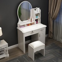 Ensemble coiffeuse avec miroir LED blanc, table de maquillage avec tabouret et rangements pour chambre à coucher et maison