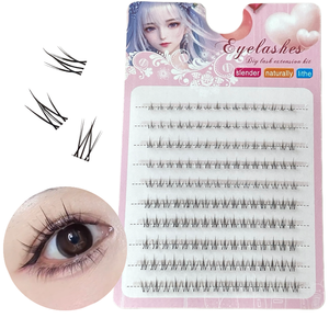 Cils en grappe inférieurs effet wispy, courbure J, 5-8mm mix, 10 rangées, faciles à appliquer, ensembles de cils en bande complète, extensions de cils inférieurs en gros - Product Image 5