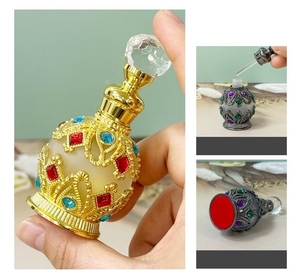15ml Arabic Dubai Popular Antiqued Unique Metal Alloy Perfume <b>Bottle</b> Essential <b>Oil</b> Attar <b>Bottles</b> Glass Stick Dropper - Product Image 6