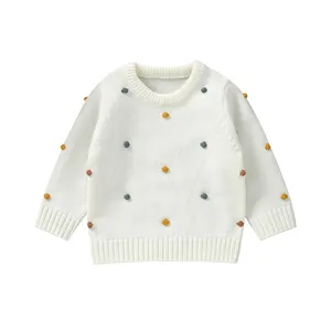 Nouvel arrivage de pull Mimixiong tricoté pour bébé Pull à pois au crochet à manches longues pour tout-petits Pull Top Clothes