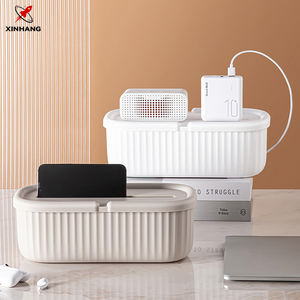 Xinhangデスクトッププラスチックケーブルオーガナイザーデスクトップ充電ケーブルオーガナイザー防塵充電ケーブルストレージボックス電話スタンド付き - Product Image 2