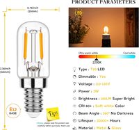 Lampes LED à pampilles E12/E14 dimmables 2W, mini-candélabres avec angle de faisceau de 360° et 200 lumens, économie d'énergie pour usage résidentiel