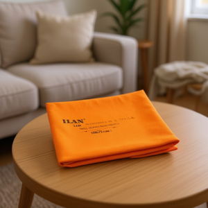 Accessorio in tessuto denim twill Ilan 100x75 cm arancione per decorazioni per la casa - Product Image 2