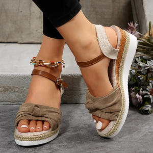 NOVEDAD DE VERANO 2025, sandalias de plataforma de cuña elásticas con punta abierta para mujer de talla grande, cierre sin cordones, Dropshipping - Product Image 6