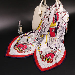 Estilo de lujo 90*90cm cuadrado Real bufanda de seda de <span class=keywords><strong>la</strong></span> impresión personalizada de 100% Mora pañuelos de seda - Product Image 5