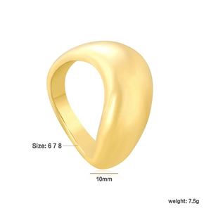 High Quality 18K PVD Gold Plated Stainless <b>Steel</b> Wedding Thick Chunky Dome Finger Trendy Fashion Jewelry Curved Camber <b>Rings</b> - Product Image 2