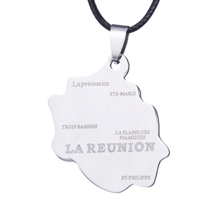 SC collier à cordes tressées en acier inoxydable pour femme, pendentif de la carte de la France, de la guinée, de la Martinique et de la Lareunion - Product Image 5
