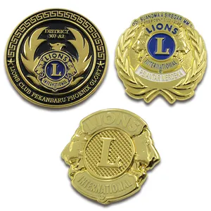 工厂价格免费样品定制金属狮子俱乐部软珐琅徽章